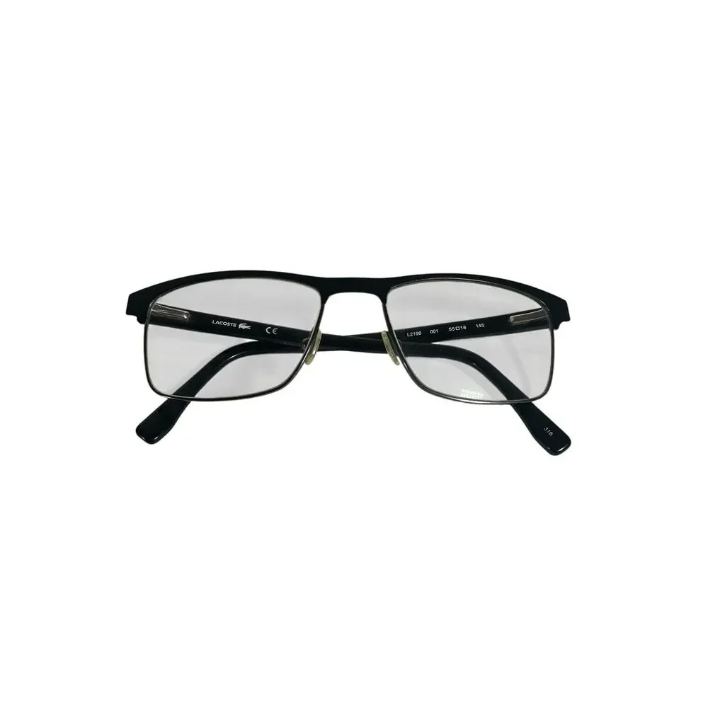 Lacoste L2198 Eyeglasses Black Semi Rim Rectangular 55-18-145 unisex